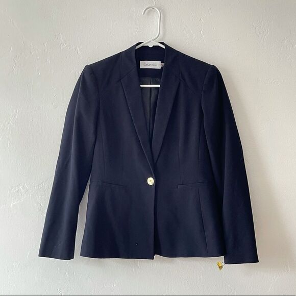 Calvin Klein Jackets & Blazers - Calvin Klein Navy Blue Blazer w/ Gold Button Professional Office Business - Sz 2
